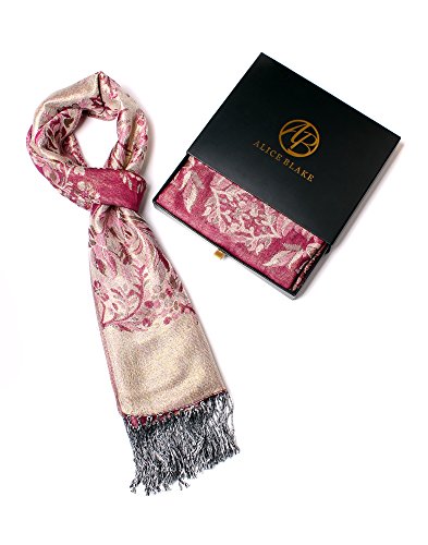 Alice Blake Premium Metallic Floral/Paisley Pashmina Scarf Shawl Wrap w/Gift Box