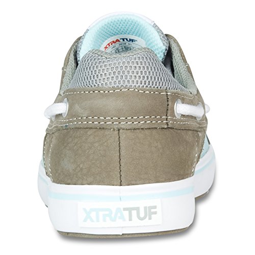 XTRATUF Finatic II Women’s Leather Deck Shoes, Gray & Blue (22310)