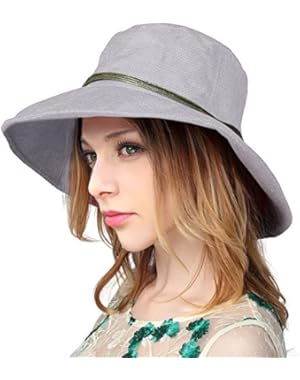 Women's Summer Linen UPF 50+ Sun Hat with Wooden Bead