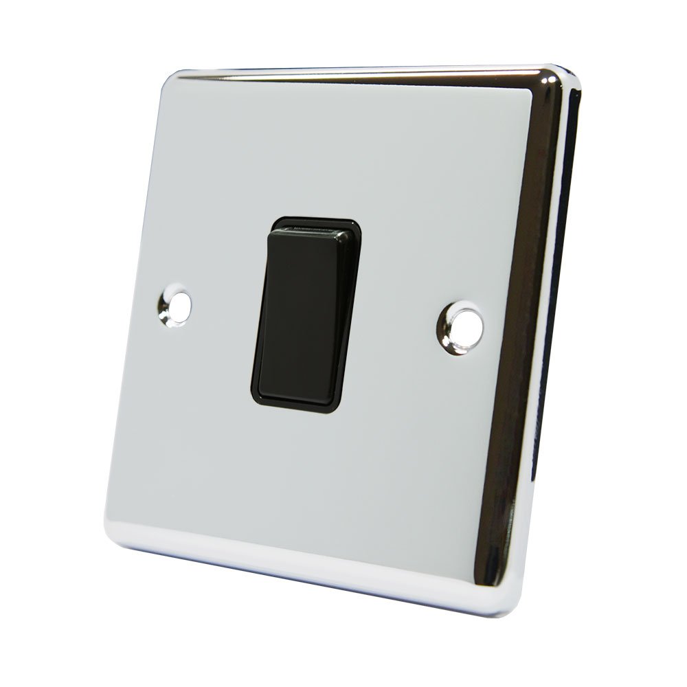 AET CPCINTBL 1 Gang 3 Way 10 A Classical Chrome Polished Intermediate Black Insert Plastic Rocker Light Switch