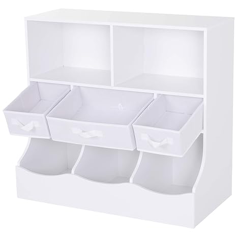 Homcom Kids Storage Unit Shelf Toy And Book Organiser On Wall
