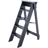 Wooden Step Ladders Folding Stool 5 Steps Multifunction Climb Ladder Shelf For Kitchen Office Library Stepladder 3 Colors Available