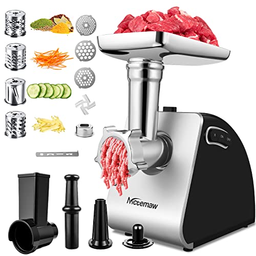 Tritacarne Elettrico 2000W, Robot da Cucina con 3 Dischi Forati, 4 Lame a Cono, accessorio per biscotti - Ideale per Salsicce e Carne Macinata