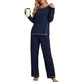 PrinStory Women's Pajama Set 2025 Lounge Sets Long Sleeve Sleepwear Soft 2 Piece Pjs with Pockets