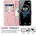 Wallet Case for Sony Xperia XZ3, 3 Card Holder Embossed Butterfly Flower PU Leather Magnetic Flip Cover for Sony Xperia XZ3(Rose Gold)