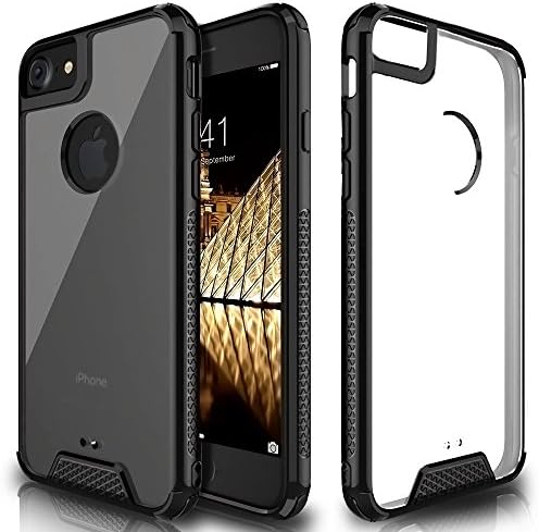 Premium iPhone 7 8 Case, Clear Cover with Air Cushion Armor - Rugged Heavy Duty Shockproof Bumper – Transparent Hybrid Protective TPU + PC Case Cover for Apple iPhone 7/8 – Black