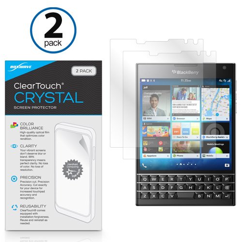 BlackBerry Passport Screen Protector, BoxWave [ClearTouch Crystal (2-Pack)] HD Film Skin - Shields From Scratches for BlackBerry Passport