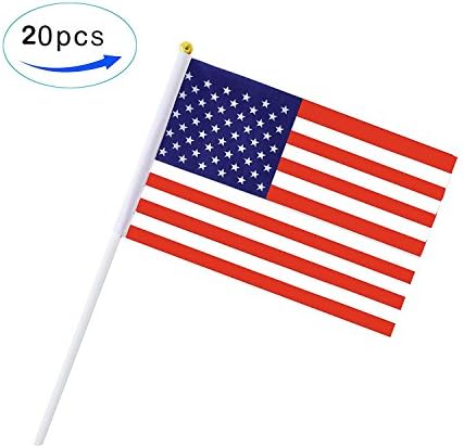Changhan 20 PCS Hand Held Small American USA Flags On Stick,International World Country Stick Flags With Plastic Pole,Decorations For Parades,4th of July, Veterans Day,Soccer Sports Clubs