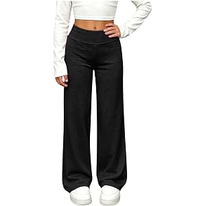 Dovford Girls Wide Leg Sweatpants High Waist Lightweight Activewear Pants Casual Relaxed Fit Comfy Trackpants for Teens 5-15Y