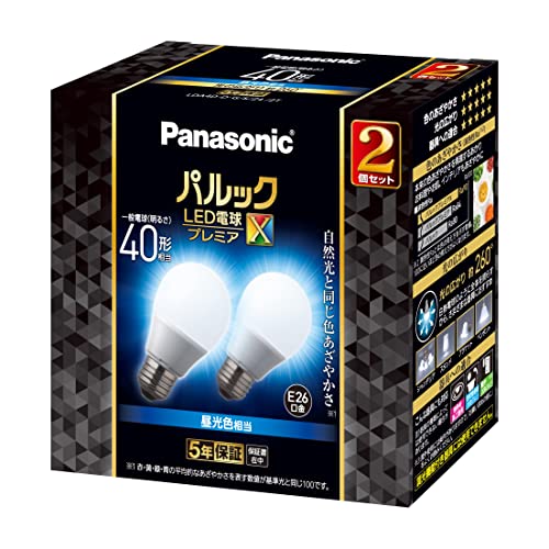 パナソニック パルック LED電球 口金直径26mm プレミアX 電球40形相当 昼光色相当(4.4W) 一般電球 空間全体を照らすタイプ (全方向タイプ) 2個入り 密閉器具対応 LDA4DDGSZ42TAN