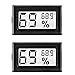 LinkDm 2 Pack Black Mini Digital Electronic Temperature Humidity Meters Gauge Indoor Thermometer Hygrometer LCD Display Fahrenheit (℉) for Humidors, Greenhouse, Garden, Cellar, Fridge, Closet
