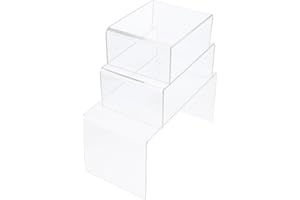 HOMSFOU 3pcs Acrylic Cosmetics Display Stand Ladder Organizer with 3 Tiers Jewelry Rack Perfume Holder