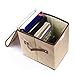 LightBiz Household Decorative Collapsible Jute Storage Box Drawer with Lids, 2 Pack, Khaki