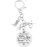 Dorla Cool Protect This Rider and The Horse She Rode in On Saddle Charm Horse Lover Gifts for Women Girl Equestrian Riders Lovers Trainer Stuff Keychain Charms for Birthday Christmas