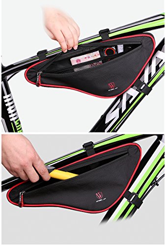 Bicycle Bag Triangle Frame Bag Bike Storage Bag Saddle Frame Pouch Large Capacity Nylon Outdoors Sports Riding Gear (Red) - Thumbnail 6