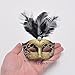 Yiseng Mini Masquerade Masks Party Decorations 12pcs Pack Luxury Feather Pearl Mardi gras Small Venetian mask Decor Party Favors