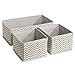 mDesign Fabric Dresser Drawer and Closet Storage Organizer Bin for Bedroom - Holds Lingerie, Bras, Socks, Leggings, Clothes, Purses, Scarves, Spira Collection, Set of 3, 4 Pack, Taupe/Natural Chevron