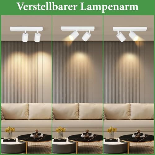ZMH LED Ceiling Light White Ceiling Spotlight: GU10 Ceiling Light Spot 2 Flames 350° Rotating Ceiling Spotlight Modern Hallway Light Industrial Wall Spotlight Living Room Without Bulbs