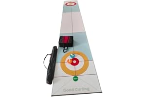 Aymzbd 9 Pieces Floor Curling Game Mat Portable Curling Stones with Carry Bag Rust Resistant Steel Balls for Indoor Sport Sui