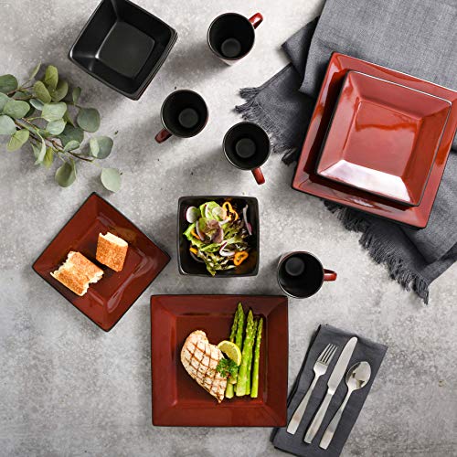 Gibson Elite Kiesling 16 Piece Dinnerware Set, Red Pricepulse
