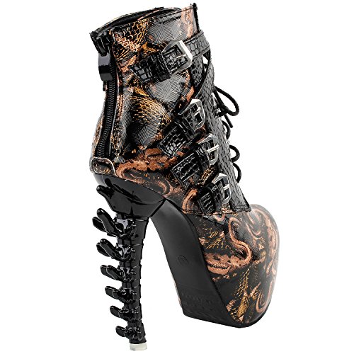 SHOW-STORY-Punk-Black-Snake-Print-Lace-Up-Buckle-Bone-Heels-Platform-Ankle-BootsLF80648