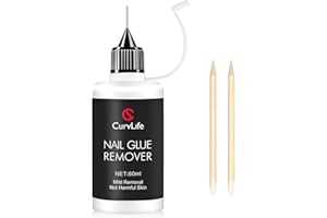 Curvlife Pinpoint Nail Glue Remover for Press on, 60ml Nail Remover for Nails Tips, Gentle Glue Remover for Gel x Nails, Non-Acetone Nail Polish Remover