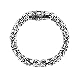 Denvosi Stainless Steel Bracelet Simple Magnetic Clasp Link Chain Punk Rock Biker Bangle for Men Length 8 inch