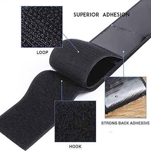 iTape 2" Black Sticky Back Hook and Loop Self Adhesive Tape