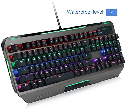 Euasoo 100% Waterproof Dustproof IP57 Mechanical Keyboard, 8 Kinds Preset Backlit Modes,104 Keys Anti-Ghosting Optic Switch 0.2MS Key Response, 9 DIY Key Caps