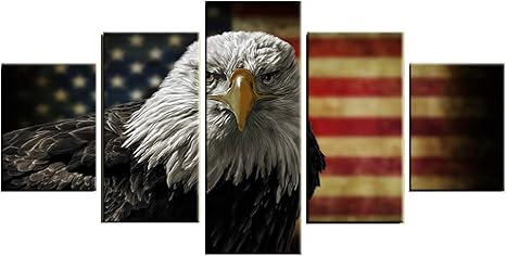 Amazon Co Jp アメリカ国旗イーグルアートフレスコは マイクロホークキャンバスウォールペインティングを印刷ホームデコレーションギフトお土産スプレー絵画絵画クリニーク Eextralarge ホーム キッチン