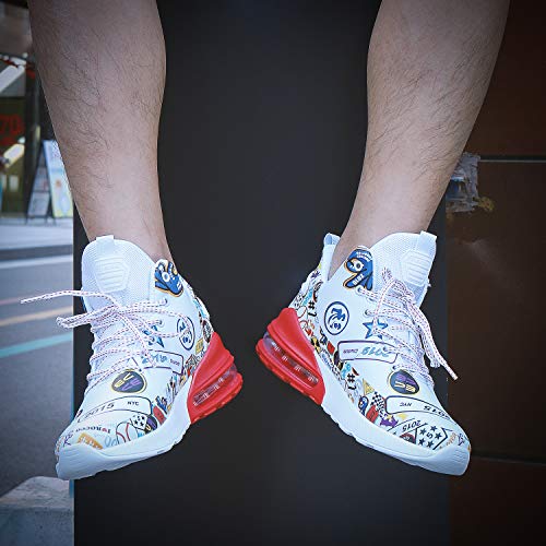 FEITAI Mens Basketball Sneakers Running Shoes Sport Athletic Boys Fashion Lightweight Shoes, White 7