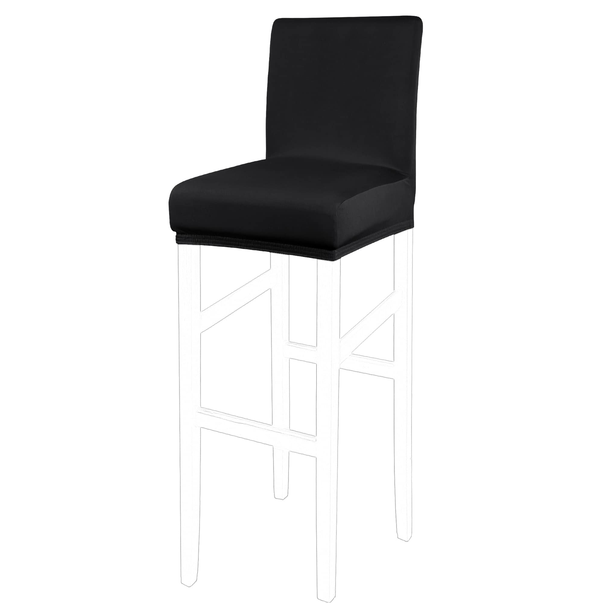 PiccoCasa Set of 1 Bar Stool Covers with Elastic Bottom, Stretch & Removable Dining Chair Covers for Pub Counter - Spandex Height Side Chair Covers Protector Slipcovers Black