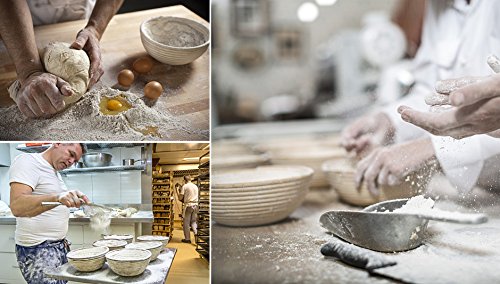 8.5" inch 3 IN 1 Banneton Brotform Bread Basket Set - for Artisan Bread Making ,Rising Round Crispy Crust Baked Bread Making Dough Shape Loaf Boules with silicone Bowl Scraper and Liner