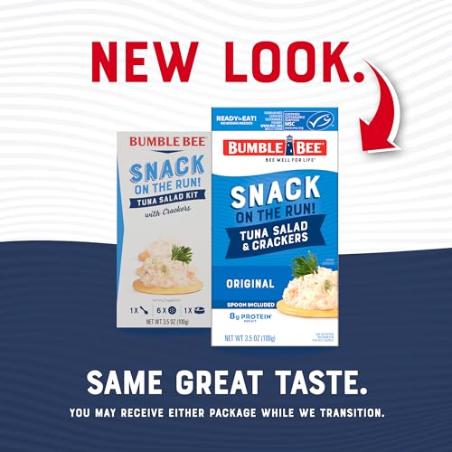 BUMBLE BEE SNACK ON THE RUN TUNA SALAD WITH CRACKERS KIT, 3.5 OZ (PACK OF 3) – READY TO EAT, SPOON INCLUDED – WILD CAUGHT TUNA – SHELF STABLE & CONVENIENT PROTEIN SNACK