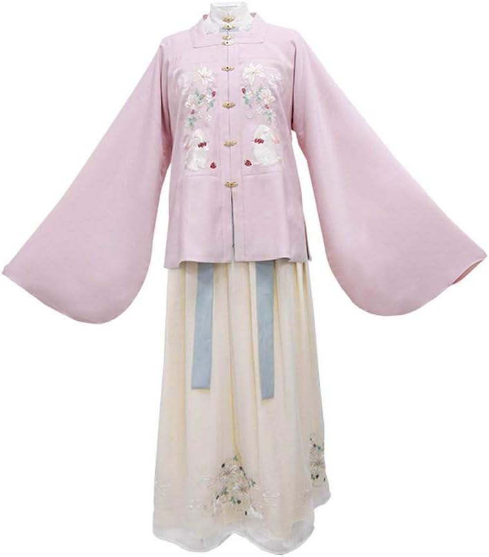 Oipoodde Hanfu Pink Hanfu Fairy Dress Women's Halloween Cosplay Embroidered Chinese Costume Traditional Costume Hanfu For Women Cosplay Costume (Color : Pink, Size : S)