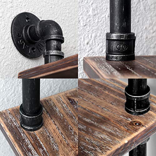 Weven 6-Tier Industrial Pipe Corner Shelves Modern/Rustic Book Shelves with Real Wood,Corner Bookshelf Display Stand,Metal Standing Home Decor Shelf Units - Thumbnail 5