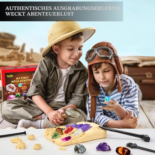 Greek Science My First Mega Excavation Set for Kids, 15 Real Crystals and Gemstones, STEM Science Toy Gift for Boys and Girls