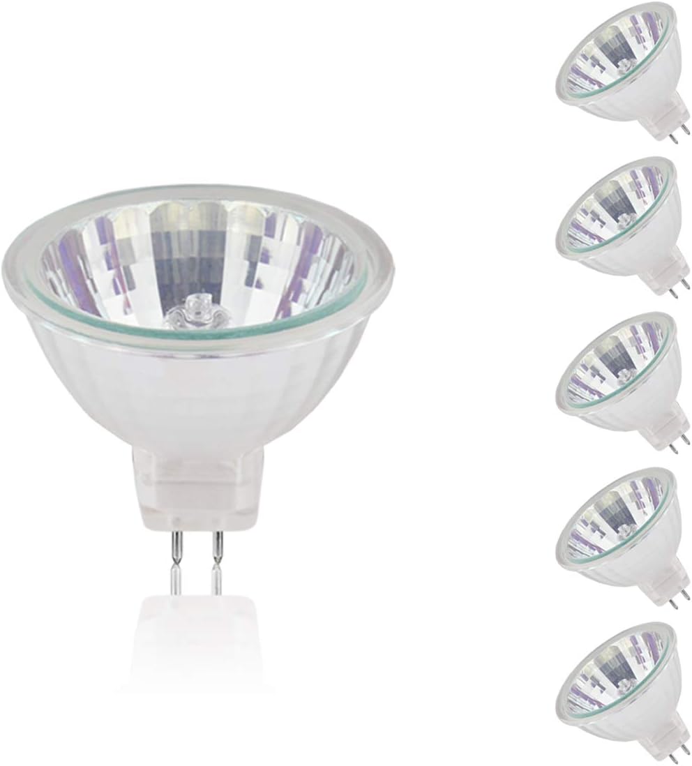 6 Pack MR16 50W 12V Low Voltage Light Bulbs Warm White, Standard GU5.3