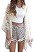 Chase Secret Womens See Through Lace Kimono Cardigan Shirt Blouse Top, White, One Size