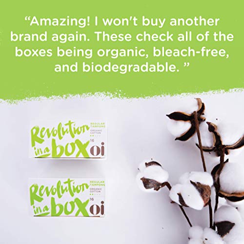 Oi Certified Organic Cotton Tampons, 1 Box of 16 Regular and 1 Box of