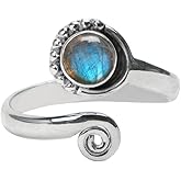 Ana Crafts Gemstone Stone Toe Ring 925 Sterling Silver Feet Body Jewellery Handame Toe Ring Gemstone Adjustable Toering For Girls Women Gift Jewellery