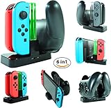 Alphatronic Games Joy-Con Controller and Pro Controller Charging Dock Station | 6 in 1 Controller Charger for Nintendo Switch with Charging Indicators