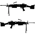 Auto Vynamics - GUNS-M249-8-GBLA - Gloss Black Vinyl M249 Light Machine Gun (Saw) Tactical Assault Rifle Decal - Mirrored Pair - (2) Piece Set - 8-by-3.25-inches