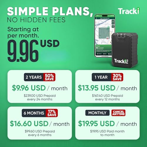 Tracki Pro GPS Tracker for Vehicles – Magnetic Waterproof 4G LTE Car Tracker, Long-Life Battery Up to 7 Months, Unlimited Distance, Smart Alerts, Hidden Tracking Device (Subscription Required)