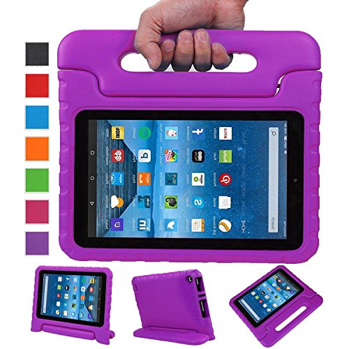 Fire 7 Case, Fire 7 2015 Case, Codarice Kids Shock Proof Convertible Handle Light Weight Super Protective Stand Cover for Amazon Fire Tablet (7 inch Display, 2015 Release Only) (Purple)