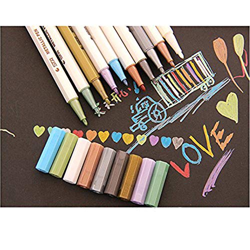 Vstoy Metallic Paint Markers Pens - Medium Point Metal Art Permanent Marker Set For Glass Paint, Gift Card Making (White suit) - Thumbnail 4
