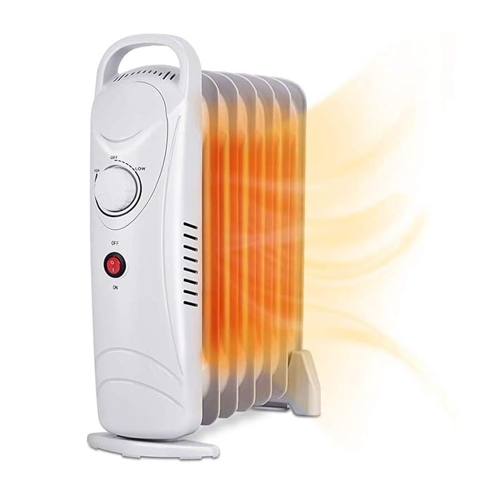 Oil Heater - Oil Filled Radiator Heater Portable Heater with Programmable Thermostat, 700W Space Heater, Tip Over&Overheating Functions, Quiet Oil Space Heater Radiant Heater for Home Office