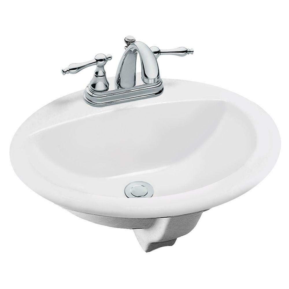 Glacier Bay Aragon 20 In. x 17 In. White Oval Drop In Bowl, 4 In. Centers