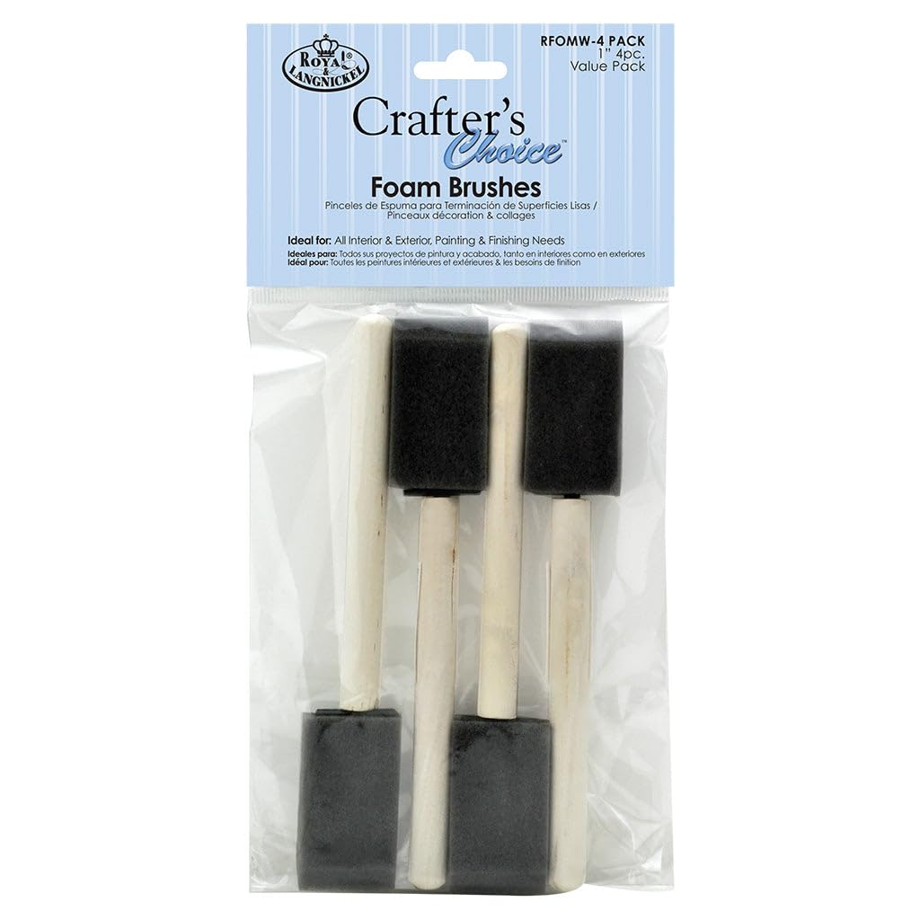 Royal & Langnickel Foam Brushes, 1" Wide, 1", RFOMW-4P