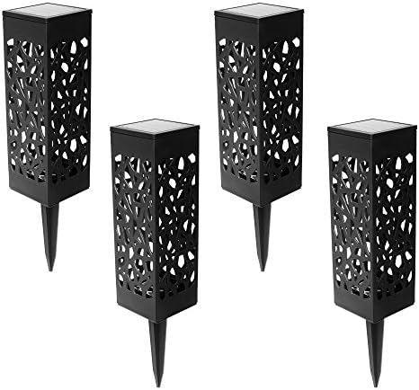 Solar LED Plastic Pathway Light Waterproof Outdoor Solar Garden Stake Light For Path Patio Yard Landscape &amp; Driveway (4, black)